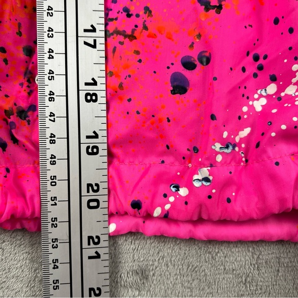 OP Ocean Pacific Hot Pink Splatter Snowboard Team Windbreaker Jacket Girl’s Med - Picture 6 of 12